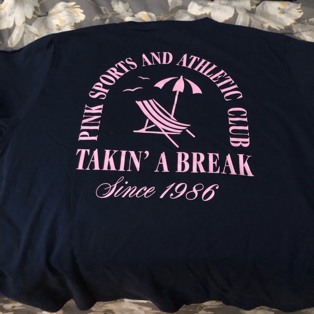 Pink Victoria’s Secret Campus Cotton T Shirt Navy Blue XL